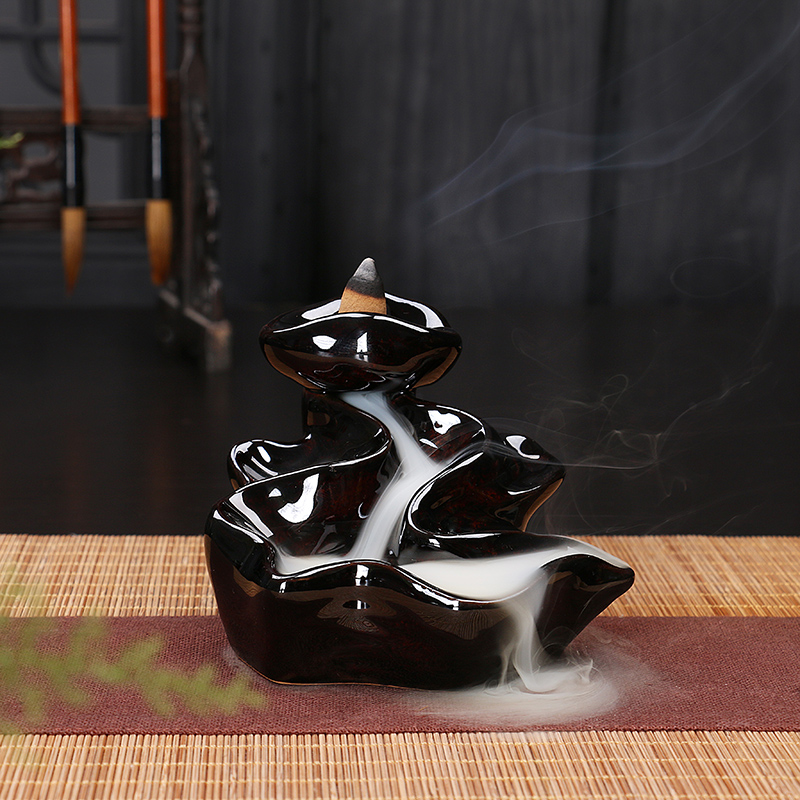 

backflow censer incense burner porcelain holder gifts decoration air Fresheners ceramic censer "success will come"(W:10. 5cm, H:9cm)