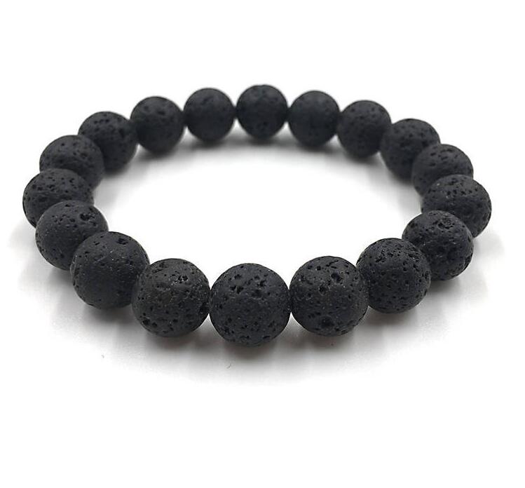 

Natural Lava Rock Stone Beads Strand Bracelet Wooden bead Accessories Black Rock Stone Men/Women Jewelry Gift A6