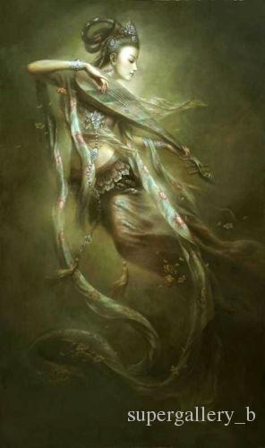 

Chinese Dunhuang fairy playing Pipa portrait Handpainted & HD Print Oil Painting Home Decor Wall Art On Canvas.Multi sizes /Frame p120