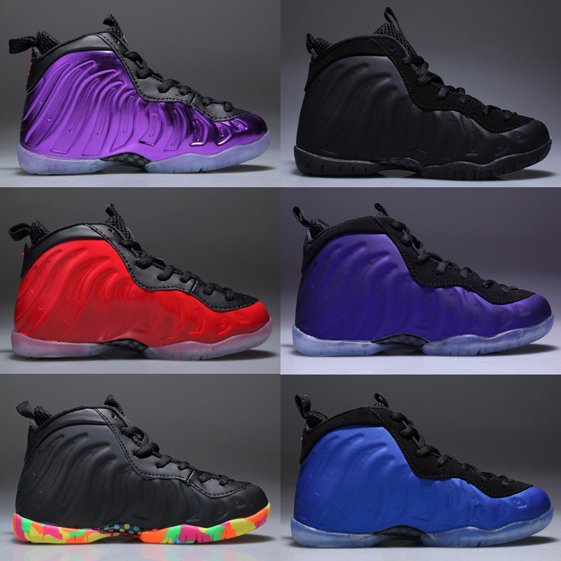 

Eggplant Penny Hardaway Kids basketball shoes Black FRUITY PEBBLES Infant children athletic Pippen Duncan sports Toldder sneaker, As photo