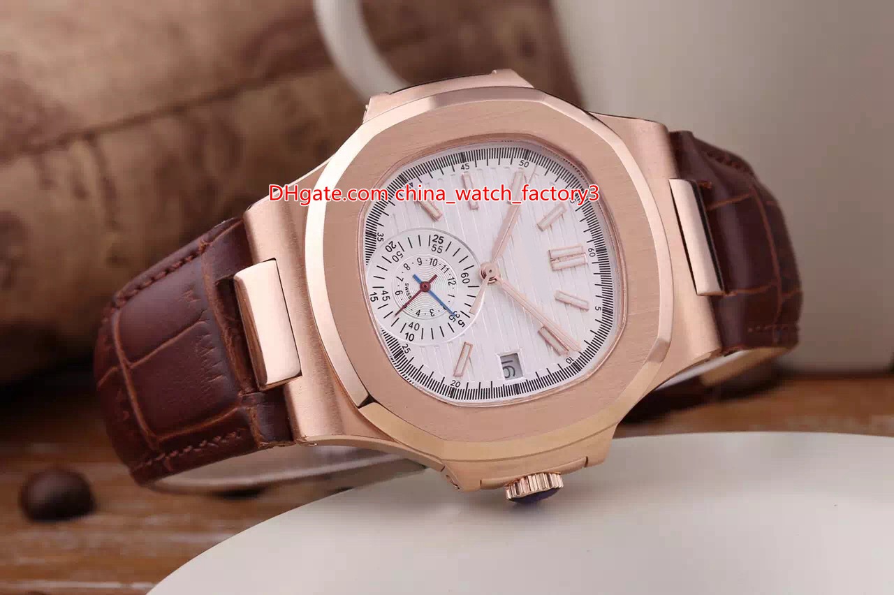 

3 Style Topselling High Quality 40.5mm Nautilus 5980 5980R-001 18k Rose Gold Leather Mechanical Transparent Automatic Mens Watch Watches