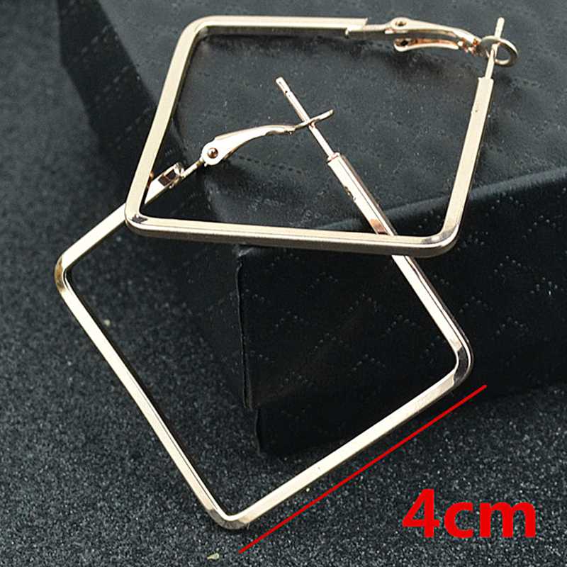

Charm Hoop Earrings For Women Alloy Material Fashion Jewelry Punk Hyperbole Style Rose Gold Silver Black Square Youth Ladies