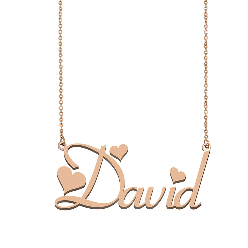 David Name Necklace Pendant for Women Girls Birthday Gift Custom Nameplate Kids Best Friends Jewelry 18k Gold Plated Stainless Steel Jewelry-image-530577983