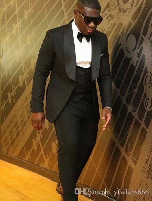 

Black Wedding Tuxedos Slim Fit Suits For Men Groomsmen Suit Three Pieces Cheap Prom Formal Suits (Jacket+Pants+Vest+Tie) 229, Same as image