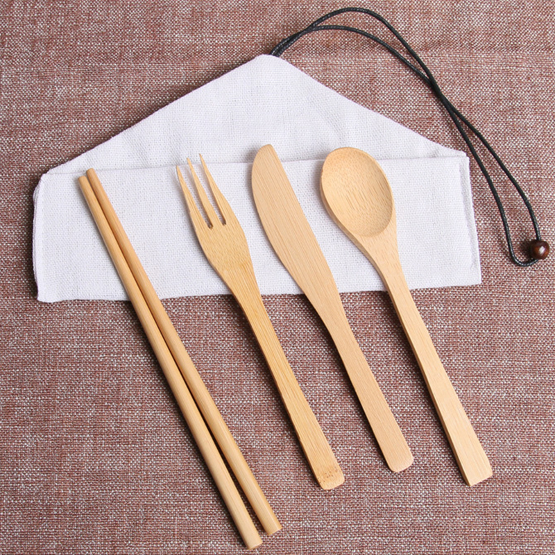 

Portable Cutlery Set Outdoor Travel Bamboo Flatware Set Knife Chopsticks Fork Spoon Dinnerware Sets Adult Kids Kitchen Tableware BH2301 ZX