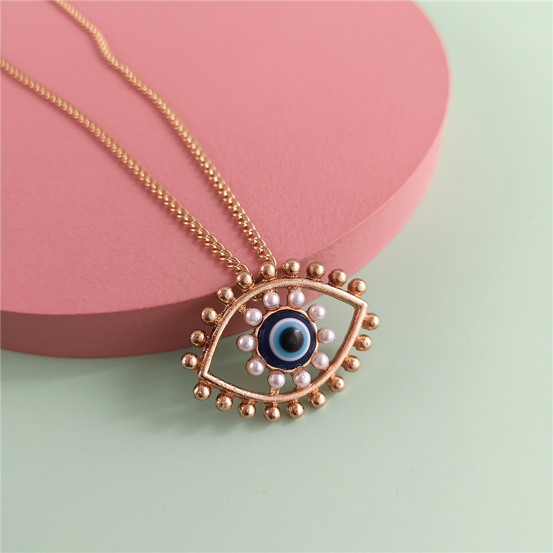 

JUJIA New Fashion Jewelry Ladies Chic Gold Chain Simulated Pearl Evil Eye Necklaces For Women Bohemian Gold Necklaces
