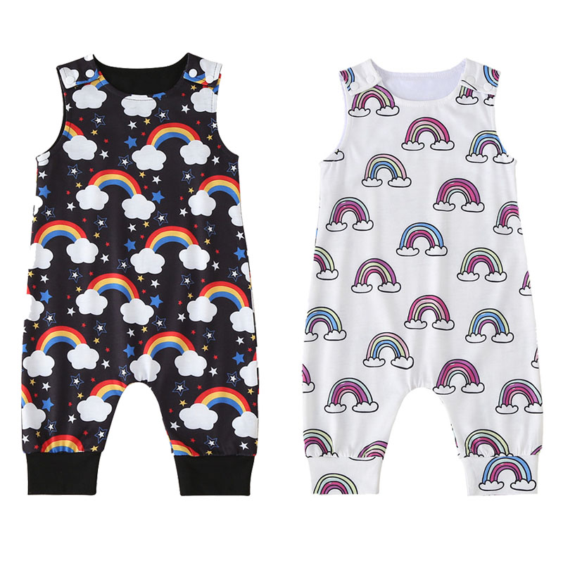 

2020 Toddler Newborn Infant Unisex Baby Boy Girl Romper Sleeveless Rainbow Summer Black White Jumpsuit Girls Boys Playsuit