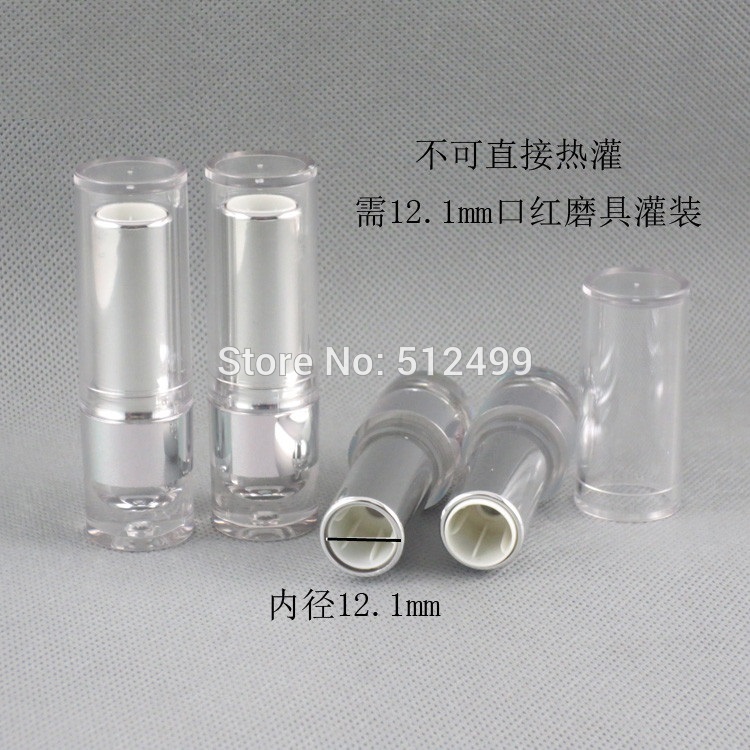 

10/30/50pcs 12.1mm Mold filling DIY empty lipstick tube Mouth wax tube Lip High-grade clear silver round plastic