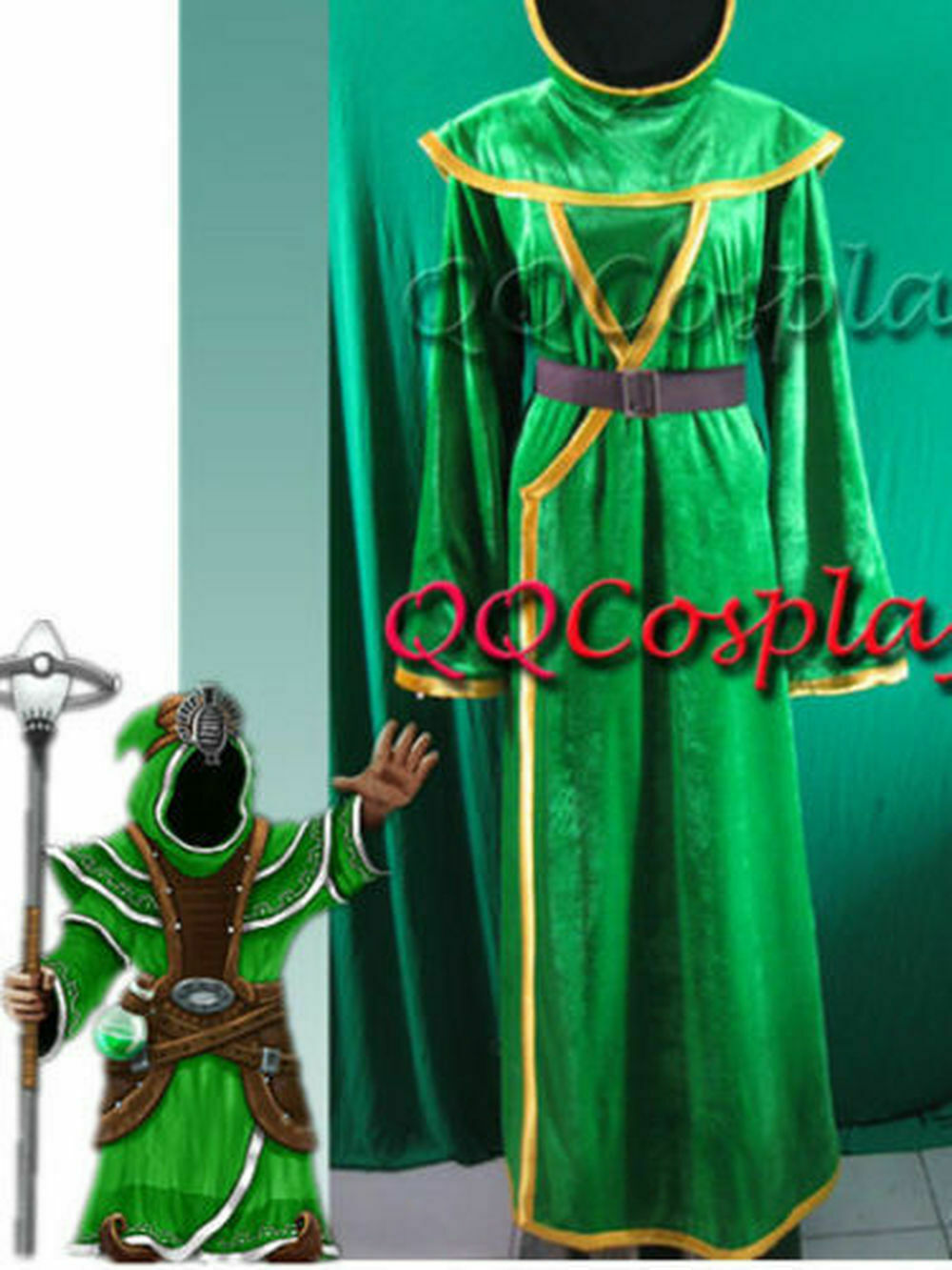 

New Magicka Green Wizard Cosplay Costume Halloween
