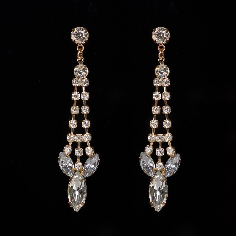 

Rhinestone The Ear Line Eardrop Earrings Concise Defence Allergy