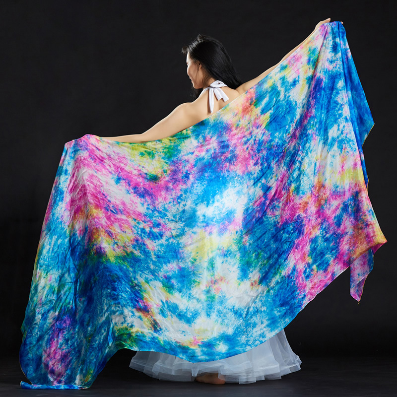 

Stage Performance Dancewear Accessories Tie Dye Light Texture Veil Shawls Women Scarf Costumes Belly Dance Silk Veils 250*110cm, Royal blue