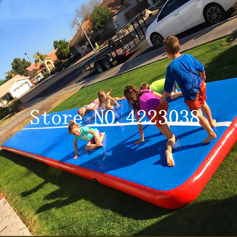 

inflatable gymnastics airtrack tumbling air track floor 6m trampoline electric pump for home use/training/cheerleading/beach