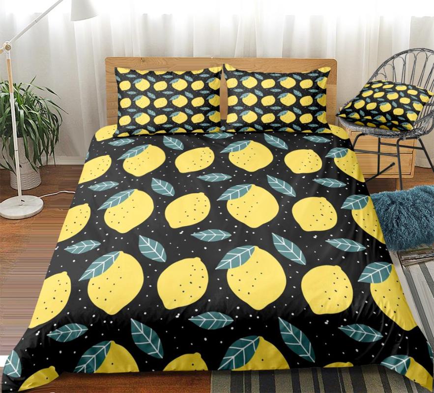 

Fruits Bedding Set Lemons Duvet Cover Set Yellow Bed Linen Kids Teens Home Textile Lemons Bed Microfiber Bedclothes