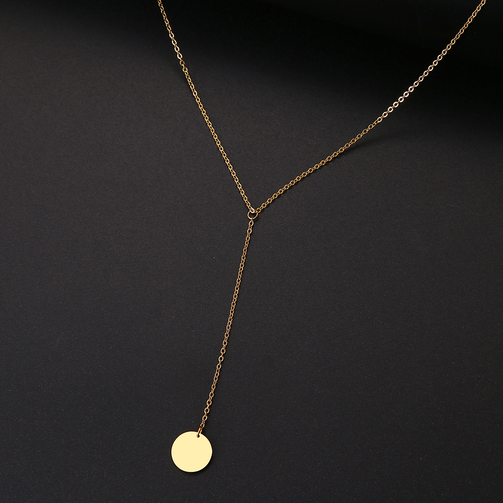 

Jewelry High-quality Vintage Charm Women Disc Pendant Long Chain Necklace Stainless Steel New Design Gold And Silver Color Jewellery Women