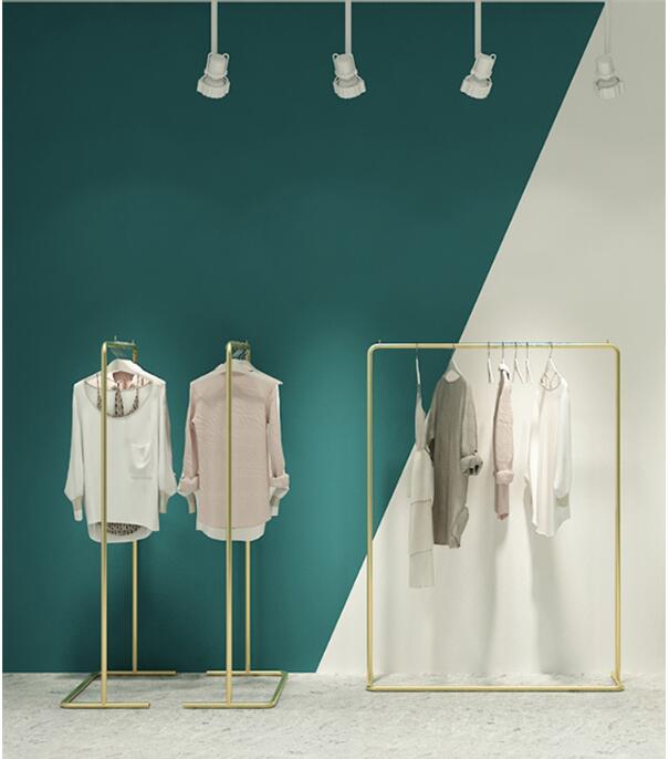 Clothing store display shelf Commercial Furniture Nordic simple floor type clothes show rack women's cloth shop racks-image-506354805