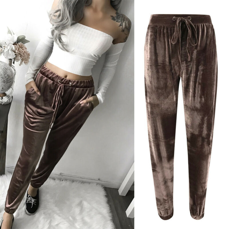 

Fashion Winter Sweatpants Women Fleece Sport Pants Casual Lined Harem Trouser, As pic