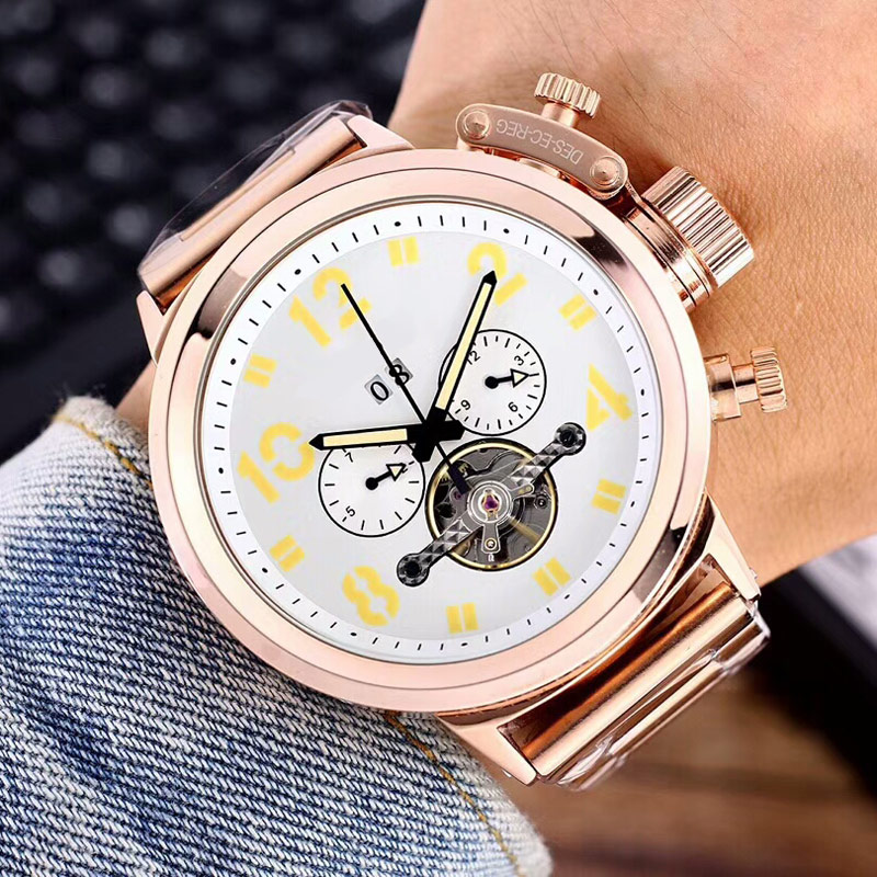 

Top men watches mechanical automatic movement Full Stainless Steel band 48mm big dial fashion watch for mens gift dropshipping