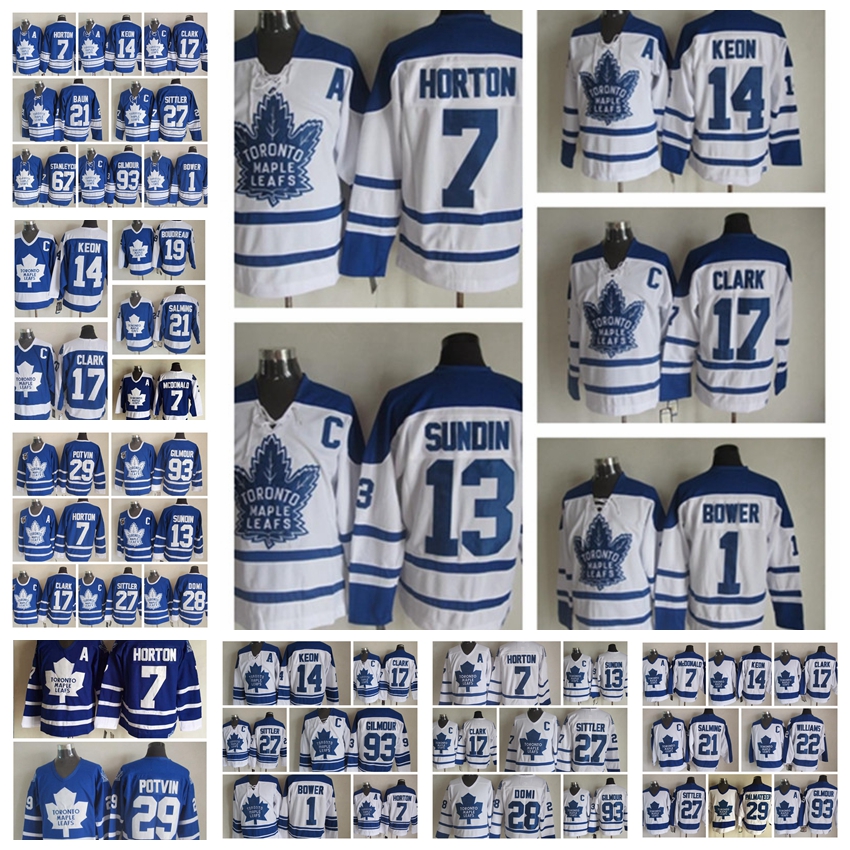 

Fashion Retro Toronto Maple Leafs Jersey 7 Lanny Mcdonald 14 Dave Keon 17 Wendel Clark 21 Borje Salming Mens Stitched Hockey Jerseys, Black;red