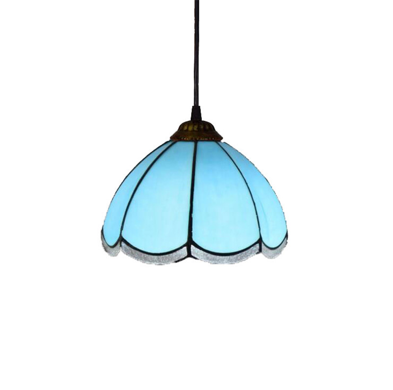 8 inch blue modern Mediterranean creative lamp Tiffany stained glass restaurant bar bedroom small chandelier TF067-image-537603475