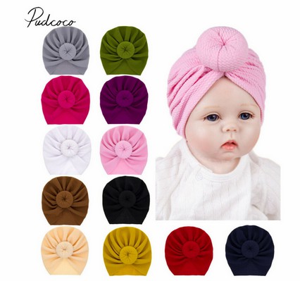 

2020 Baby Accessories Newborn Toddler Kids Baby Boy Girl Solid Knot Hats Turban Cotton Beanie Candy Color Hat Winter Warm Cap, As photo