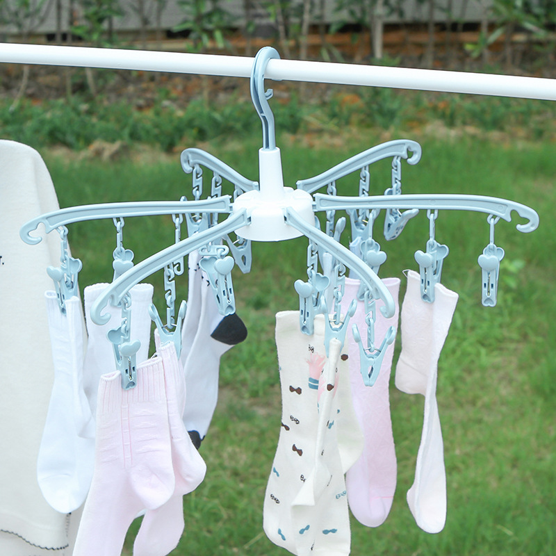 

1Pcs PP Clip Hanger Hook Rotatable Fold Clothes Creativity Vertical Hanger Special Seamless Underwear Socks Towel