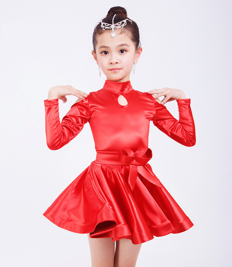 

2019 Girl short Sleeves Standard Latin Dance Dress Children Ballroom Dance Dresses Kids Salsa Rumba Cha Cha Samba Tango Dress, Green half sleeve
