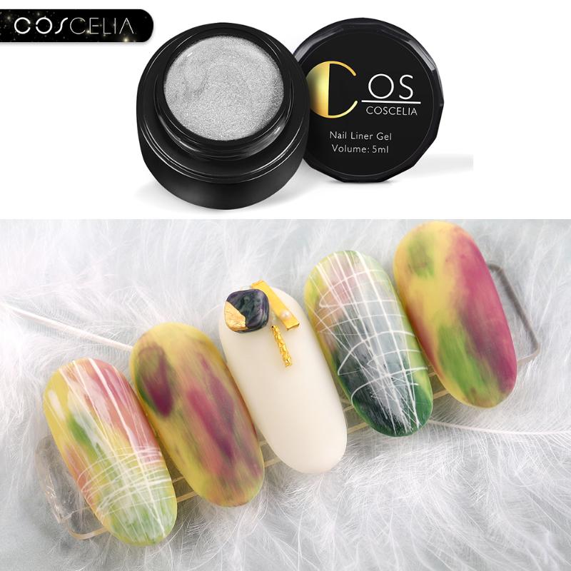 

COSCELIA 5ml Nail Spider Gel Painting Creative Nail Art UV Gel Wire Drawing Elasticity Soak Off Poliah For Nails, White