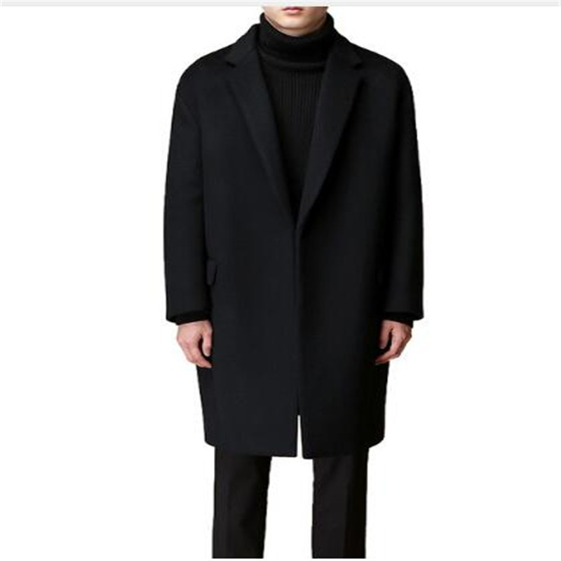 

New Arrival 2017 winter long coat men parka double breasted cashmere pea coats for men abrigo de lana hombre