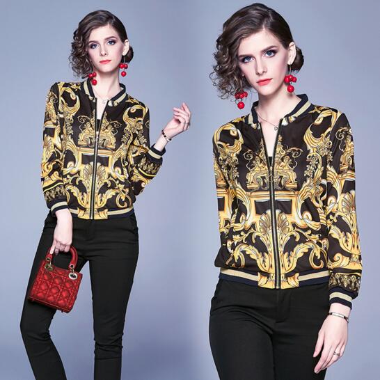 

Spring new popular zip loose bf printed jacket, As the picture
