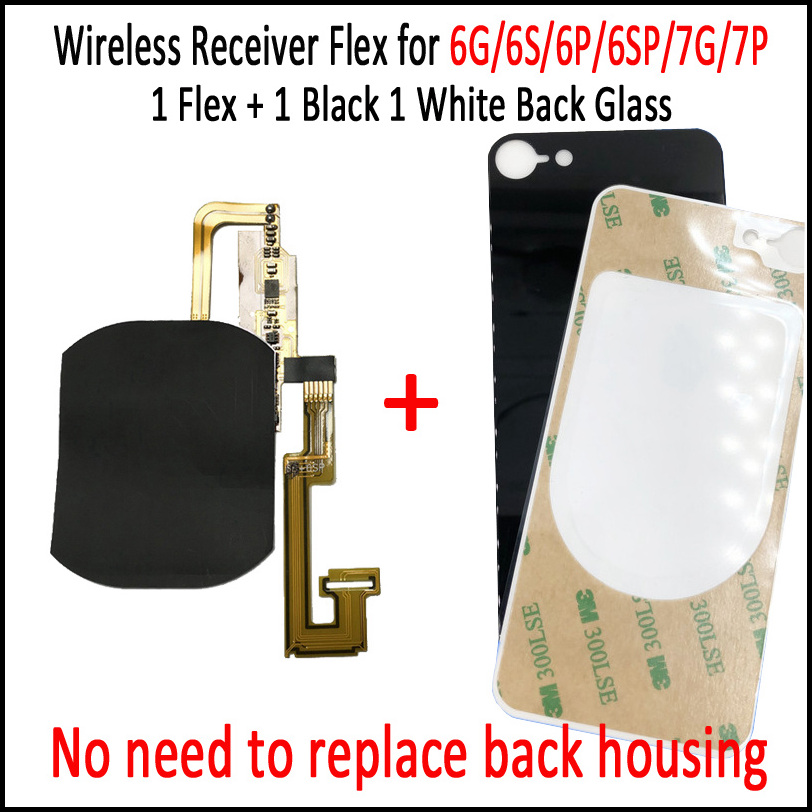

Make Your iPhone 6G 6S 6P 6SP 7 7P Wireless Charged Receiver Flex with 2pcs Glass Back Cover No Need to Replace Housing