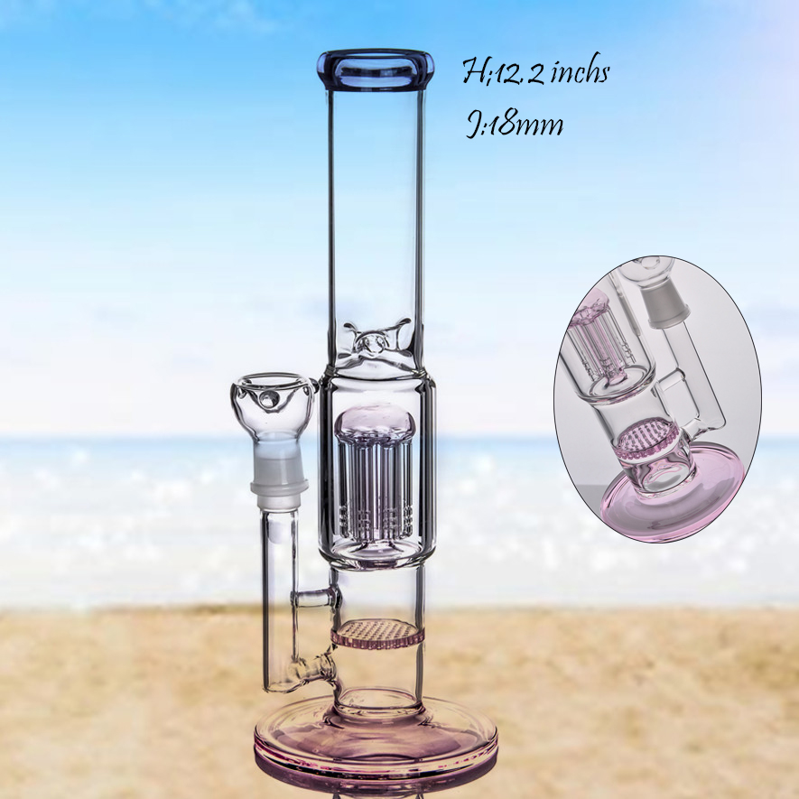 

pink tall bong honeycomb perc heady glass dab rig water pipes glass bubbler Glass Water Bongs hookahs shisha