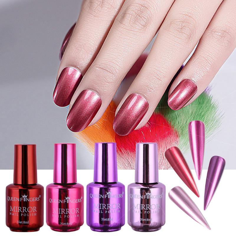

4 Pcs Plating Metallic Nail Polish Set Magic Semi-Mirror Effect Nail Lacquer arnish Semi permanent polish Beauty Top