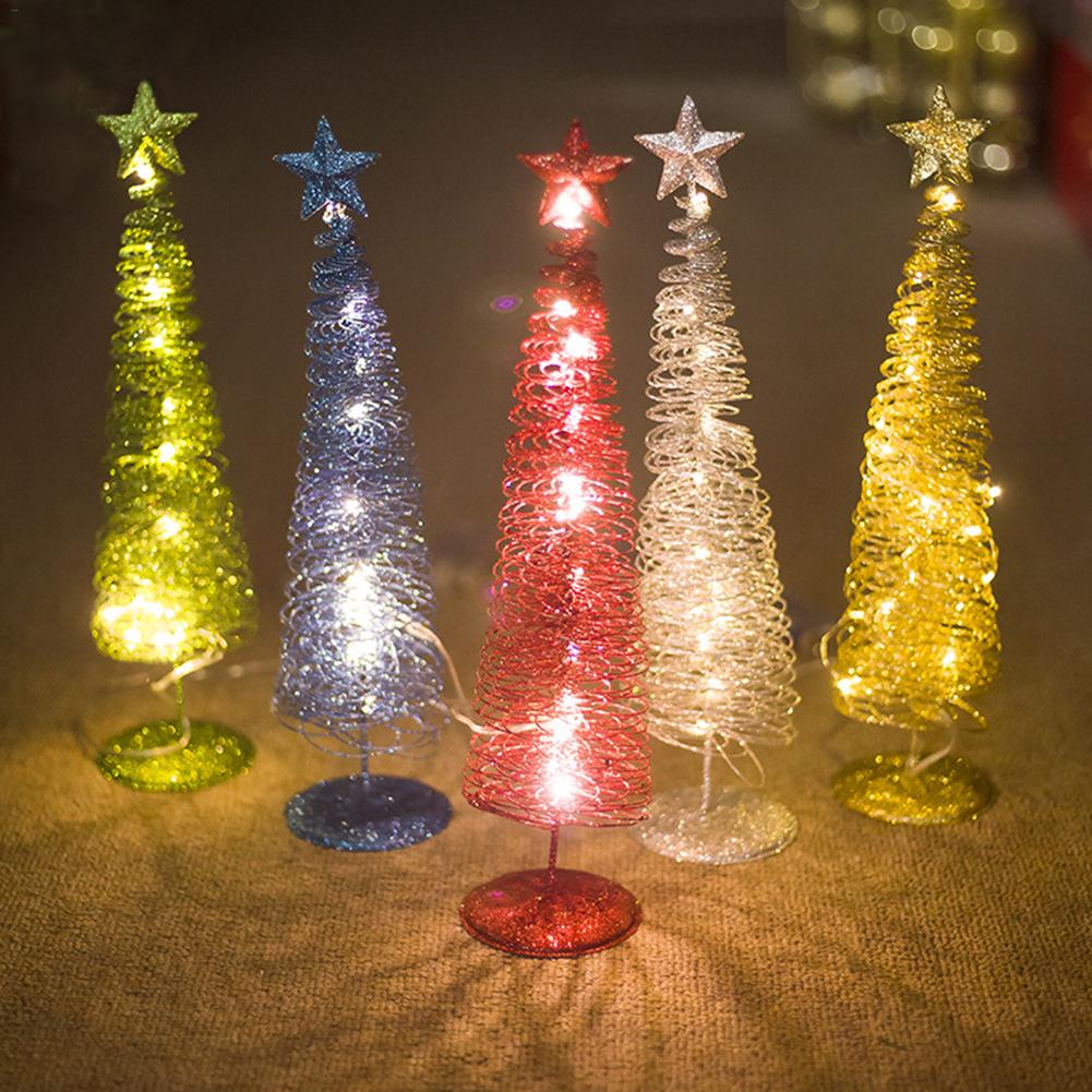 

Mini Christmas Tree Innovative Winding Light Decoration Glowing Christmas Tree Shape Ornament Metal Decorations Dropshipping