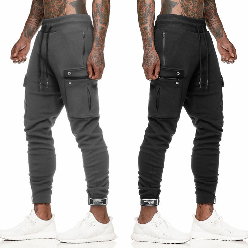 

Joggers Sweatpants Men Cargo Pants Cotton Gym Fitness Workout Sports Trousers Autumn Winter Male Training Pants CYF122, Black