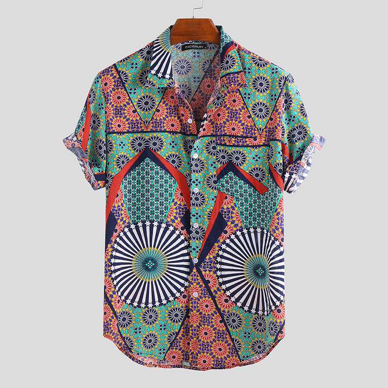 

Men Hawaiian Shirt Short Sleeve Beach Printed Streetwear 2020 Summer Brand Breathable Men Shirts Vacation Loose Camisas Hombre, Green shirt