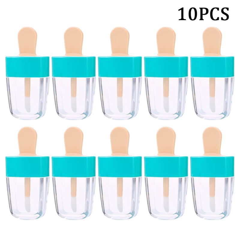 

10 Pcs/Set Lip Gloss Empty Bottles Ice Cream Shape Lip Glaze Empty Tube Shell With Lid DIY Lipstick Bottle Filling Container