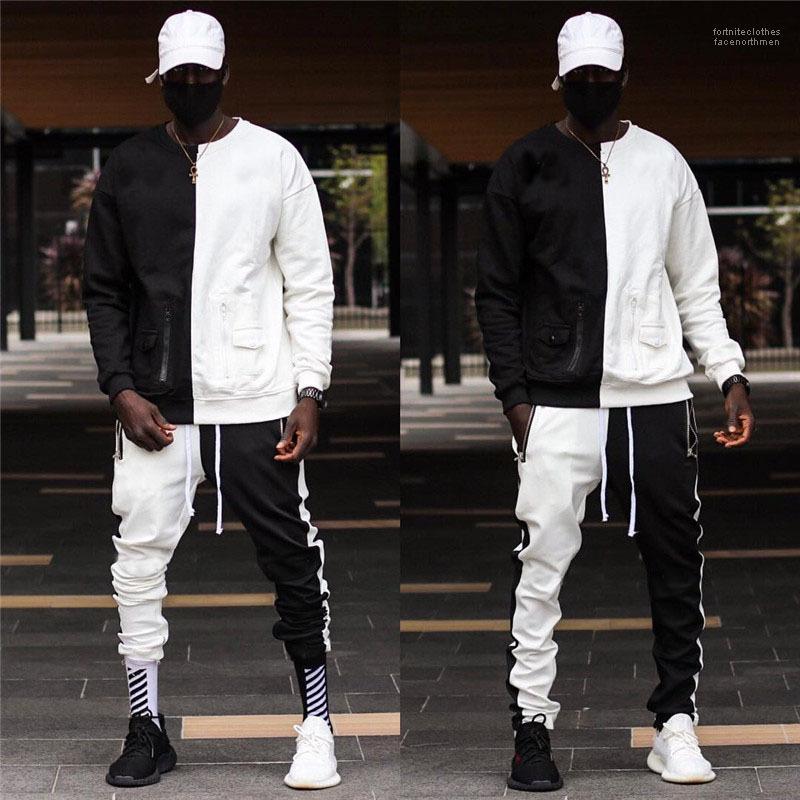 Autumn Mens Designer Two Piece Pants Mens Street Style Survetement Pour Homme Fashion HipHop Contrast Color Tracksuits Spring