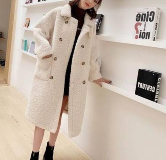 

Lanxirui Fur Profile Overcoat Women' Mid-length Winter New Style Casual Loose Oversize OutwearsThick Coat, Beige