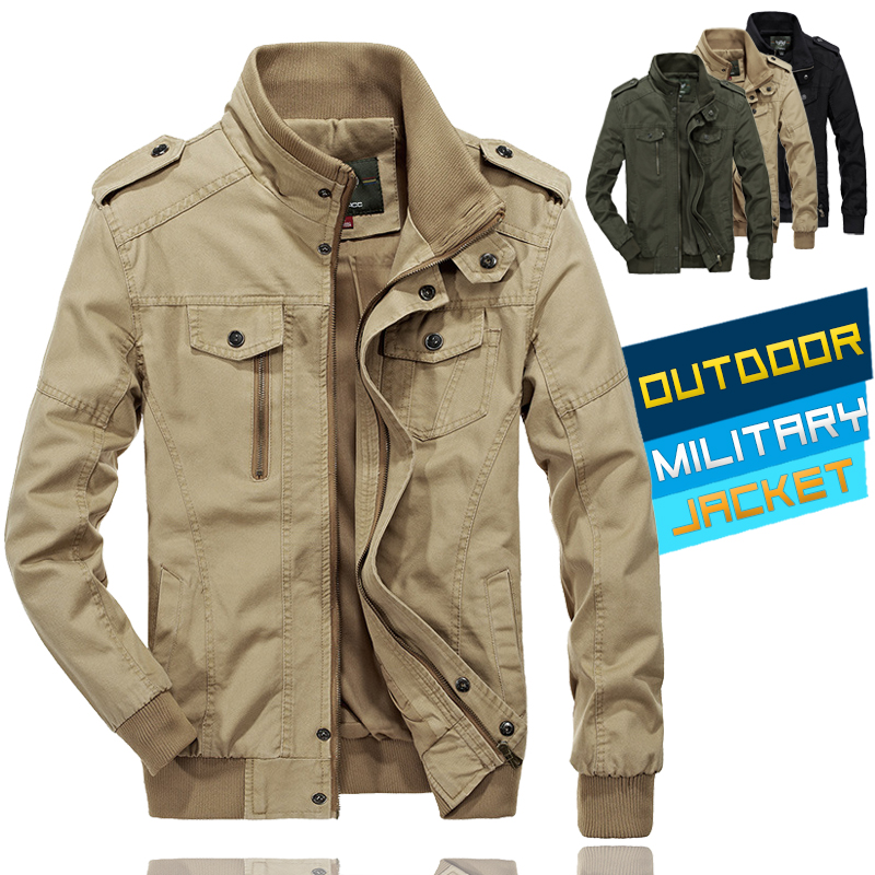 

2020 New Men Army Jacket Spring Autumn Man Cotton Bomber Pilot Jacket Plus Size for Men 4XL,5XL,6XL, 046 khaki
