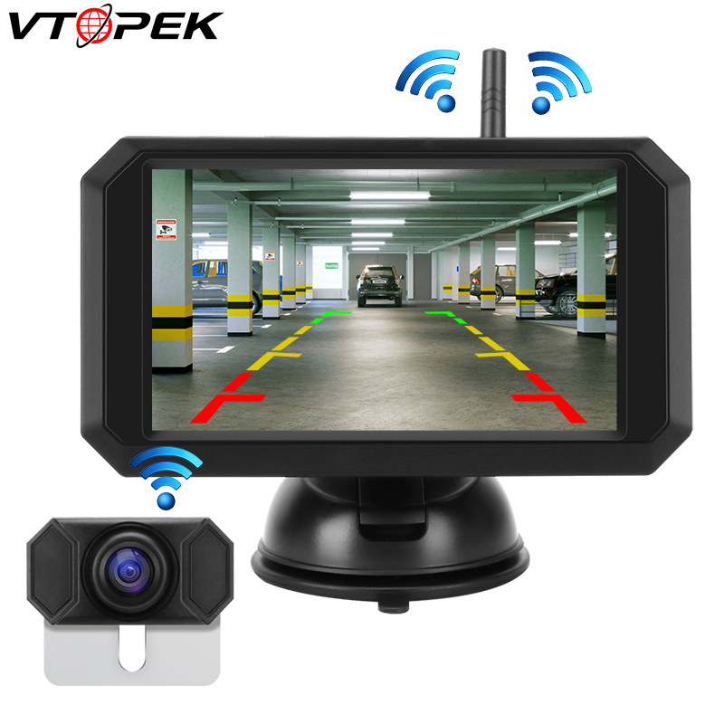 

Vtopek 5" 1080P Digital Wireless Monitor Car Monitor Rear View Camera for Backup Cameras Auto Night Vision Lens Car Accessories