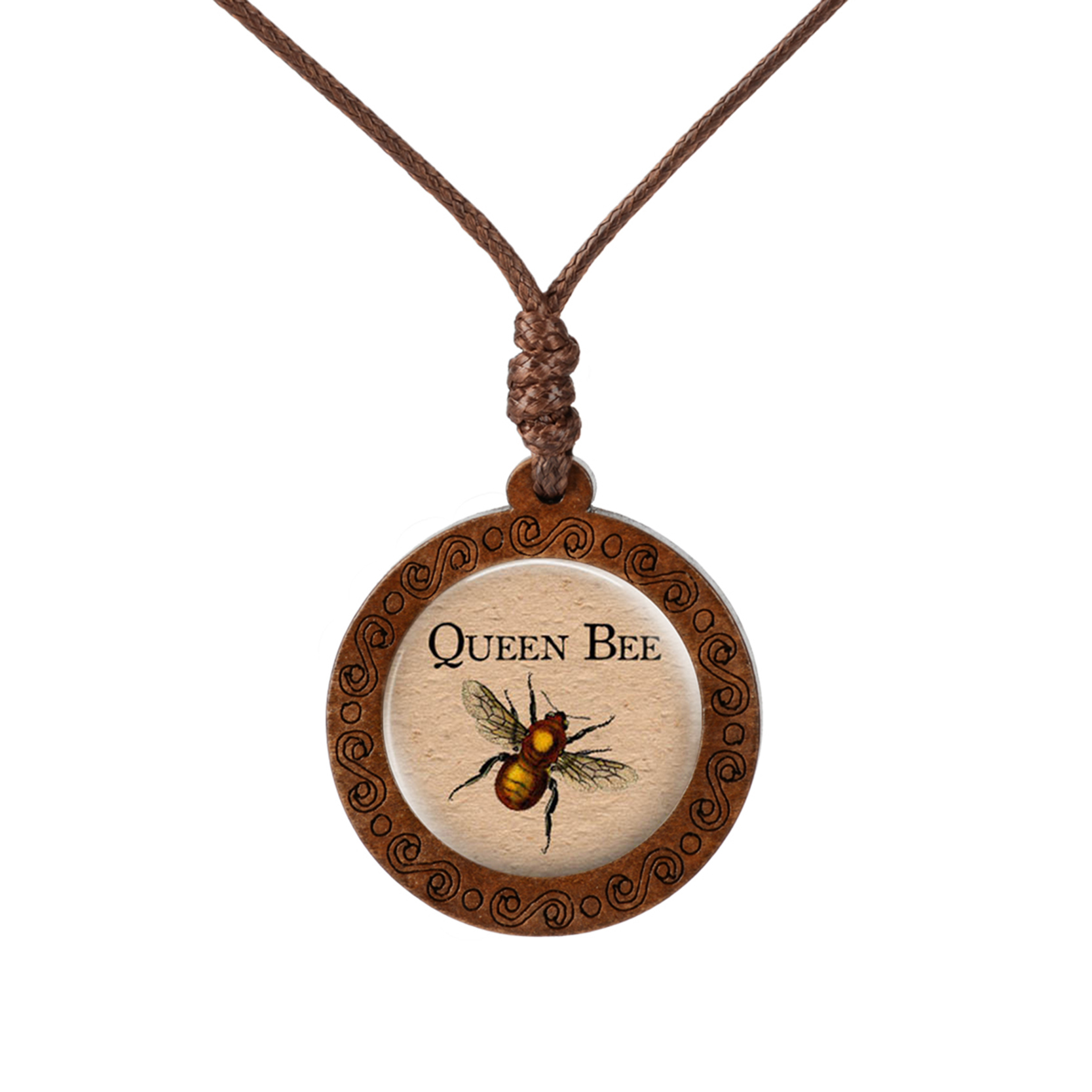 

Bee And Animal Pendant, Bee Decoration, Wooden Pendant, Glass Dome, Cabochon, Necklace, Gift For Lovers Of Animals For Men And Women