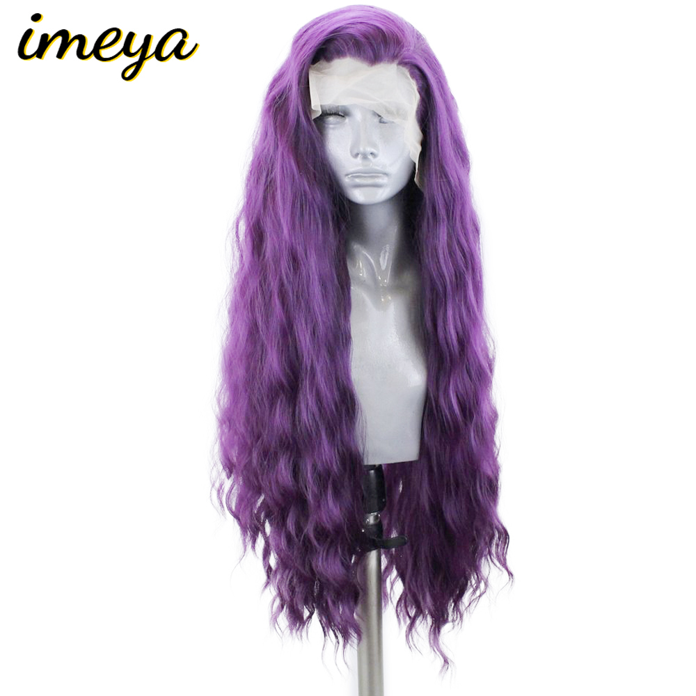 Purple Hair Color 150 Density 24 Inch Long Body Wave Wig Heat