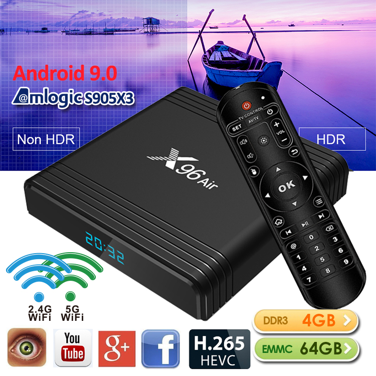 

X96 Air Amlogic S905X3 Android 9.0 Smart TV Box 4GB 32GB Dual 2.4G+5.0G WIFI VS X96 Mini TX3 TX6