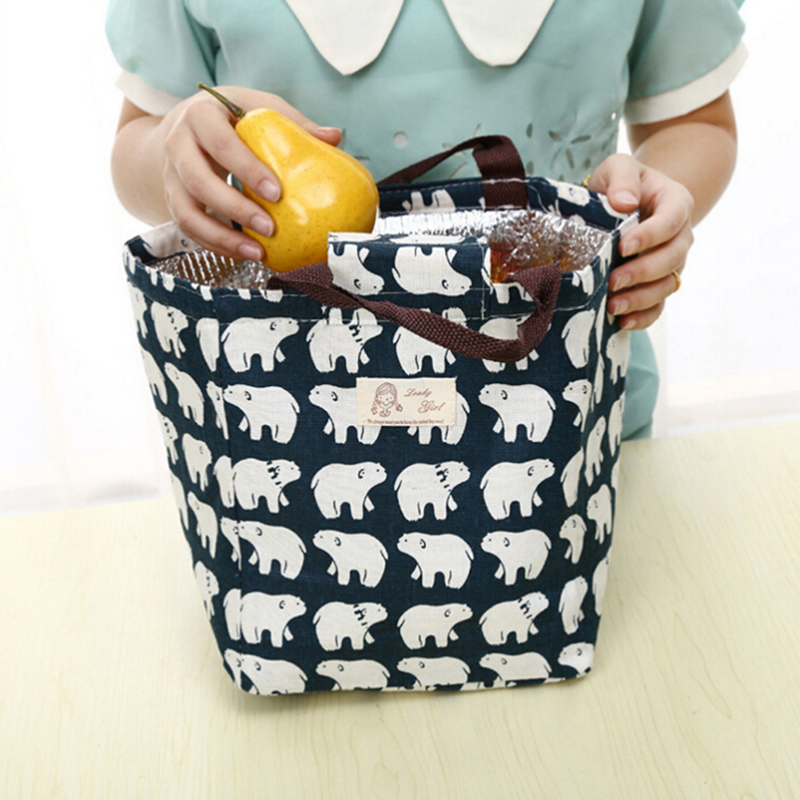 

Travel portable insulated thermal cooler bento lunch box tote storage bag pouch, Polar bear