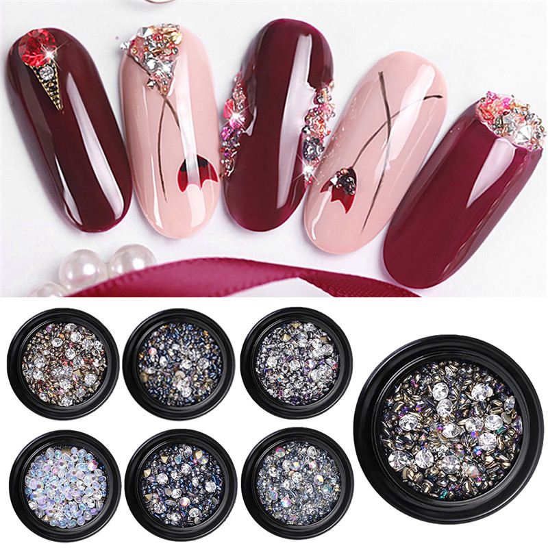 

19 Designs Mixed 3D Nail Rhinestones Stones Mixed Colorful DIY Design DecalsCrystals Nail Art Decorations