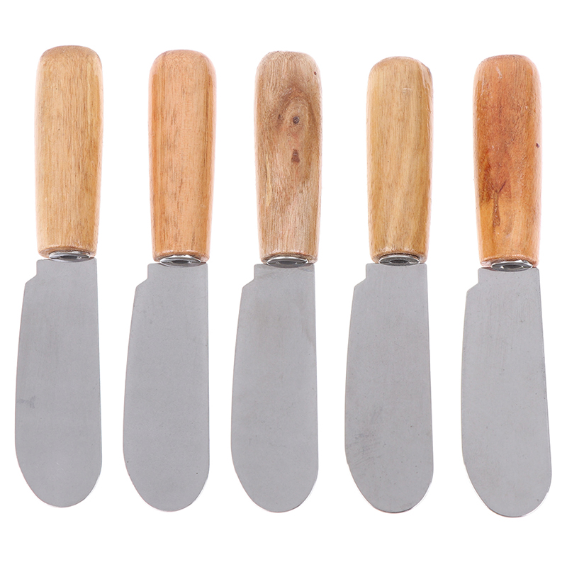 

Stainless Steel Cutlery Butter Spatula Wood Butter Knife Cheese Dessert Jam Smear Knife Portable Travel Party Knife Breakfast Tool