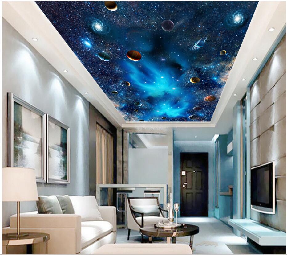 

3d ceiling mural wallpaper custom photo Space Milky Way vast starry sky interstellar room home decor 3d wall murals wallpaper for walls 3 d, Non-woven wallpaper