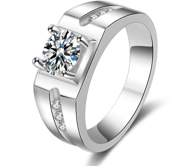 Fast Free shipping Xmas 1 CT star cut wholesale SONA Synthetic diamond wedding ring sterling silver 14k white gold plated engagement rings