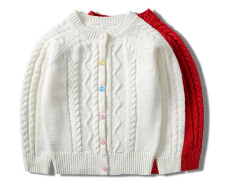 

baby kids clothing sweater Cardigan buttons Solid Color Knitted sweater Solid Color 100% Cotton Boutique Girl spring fall sweater, As picture