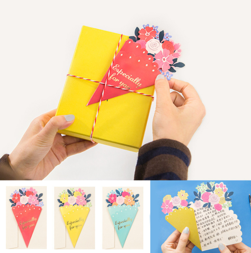 Beautiful Paper Bouquet Flower Shaped Greeting Card Party Favor Birthday Wedding Gifts Handmade Gift Cards Free Shipping K260318-image-1098003508